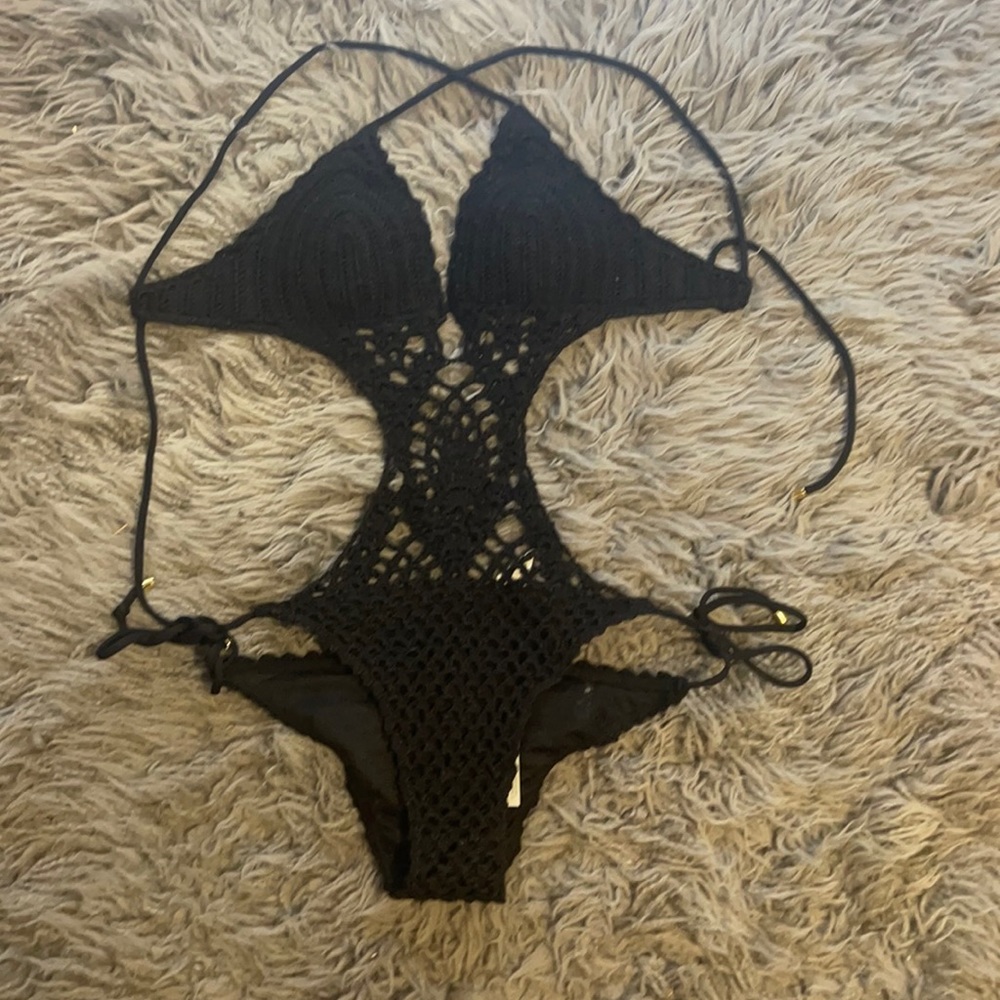 Black lace bathing suit